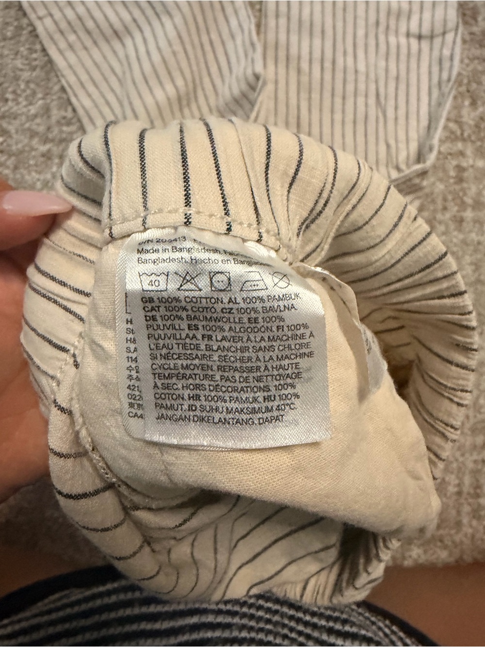 H&M Beige Pinstripe Drawstring Joggers - Picture 4 of 4